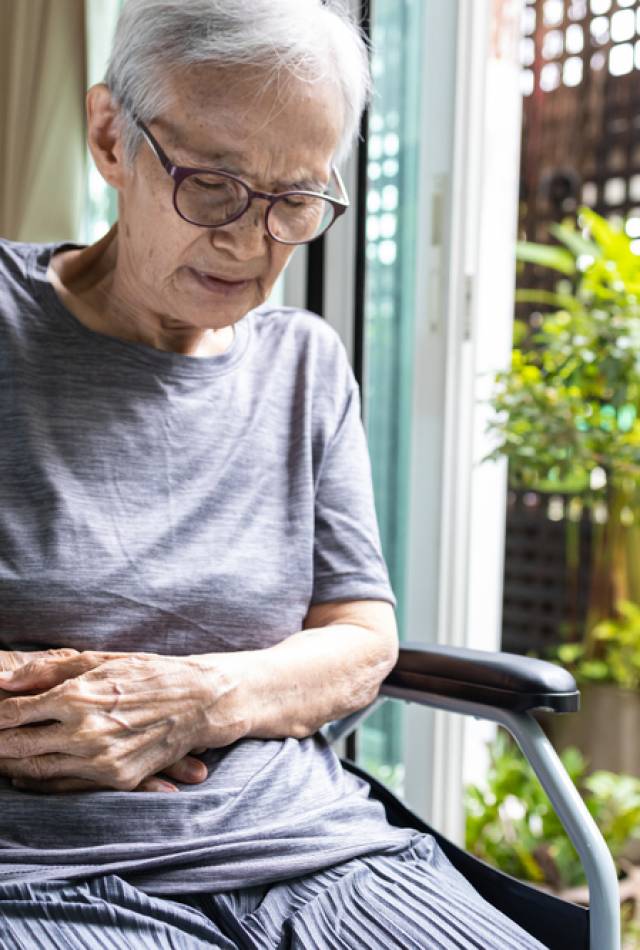 Asian,Senior,Woman,With,Abdominal,Pain,On,Right,Side,Of Asian,Senior,Woman,With,Abdominal,Pain,On,Right,Side,Of